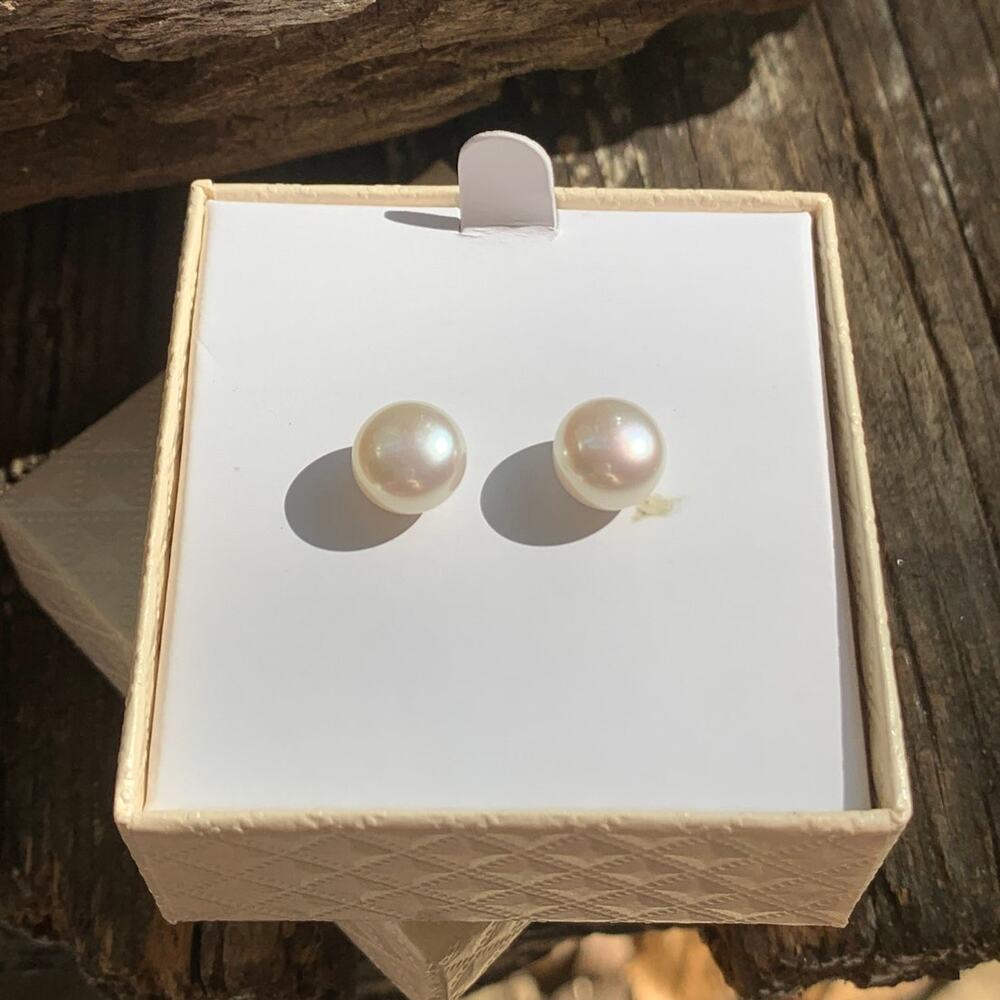 Honora Cultured Freshwater Pearls and Stainless Steel Earrings with Happy Backs - Picture 2 of 4